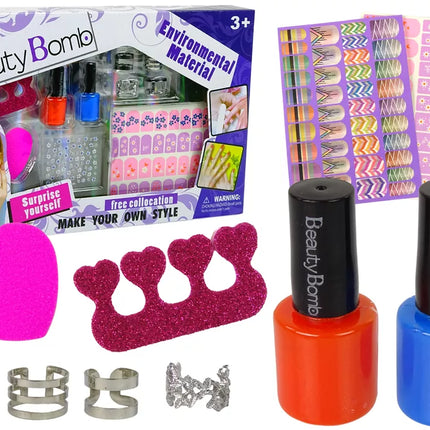 Nagų lakavimo rinkinys Nagų lakai Blizgantys lipdukai Žiedai