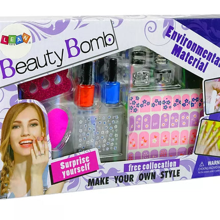 Nagų lakavimo rinkinys Nagų lakai Blizgantys lipdukai Žiedai