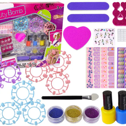 Didelis nagų dailės rinkinys, nagų lakai, lipdukai, skirtukai