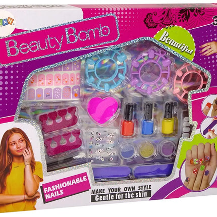 Didelis nagų dailės rinkinys, nagų lakai, lipdukai, skirtukai