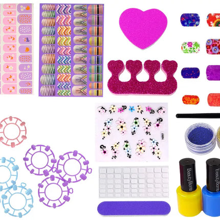 Nagų lakavimo rinkinys Nagų lakai Lipdukai Raštai Blizgučiai