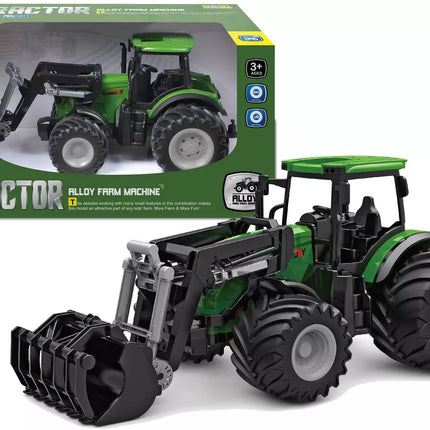 Traktorius Žalias 1:24 Ūkininko Krokodilas Kaušas Guminiai Ratai