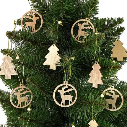 Kalėdinis medinis Kalėdų eglutės burbulas Elnias Kalėdų eglutės papuošalas