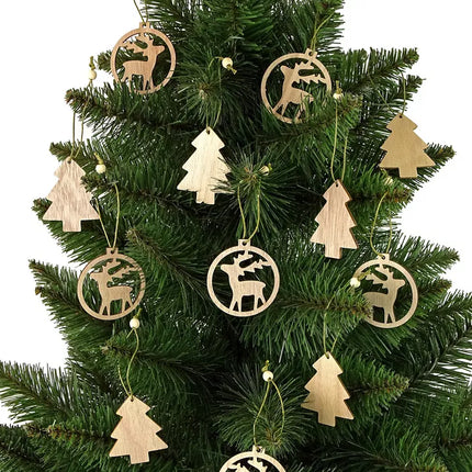 Kalėdinis medinis Kalėdų eglutės burbulas Elnias Kalėdų eglutės papuošalas