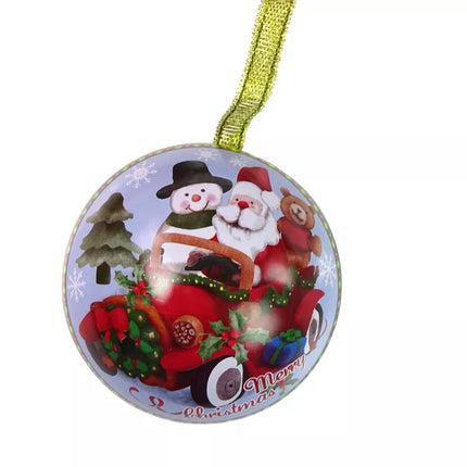 Metalinė Kalėdų eglutė, dekoratyvinė metalinė bomba, Kalėdų Senelis su Snieguoliu, žalia