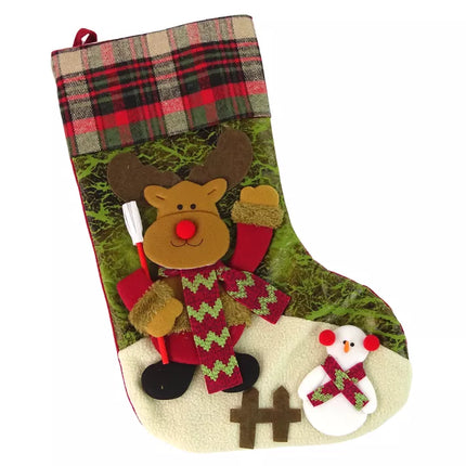 Kalėdinis dovanų kojinė su megztiniu ir elniu