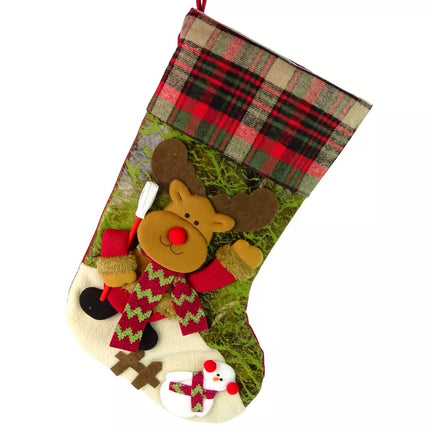 Kalėdinis dovanų kojinė su megztiniu ir elniu