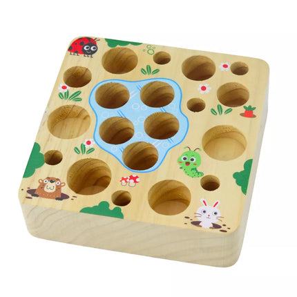 Medinis žaidimas "Morkos ir sliekai" su magnetine meškere