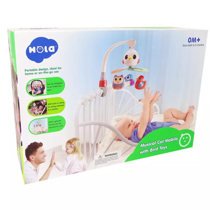 Spalvingas karuselinis žaislas „Paukščių melodija“ kūdikio lovelei ir vežimėliui