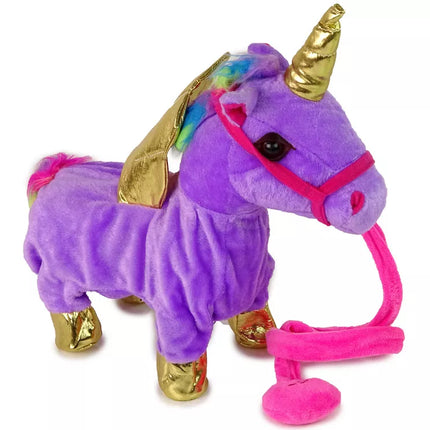 Maskotas arklys interaktyvus vienaragis purpurinis auksiniai sparnai