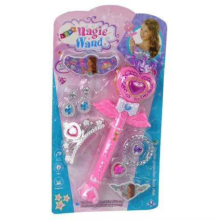 Magical Fairy Tale Princesses rinkinys Interaktyvi lazdelė šviesos garsas Žvaigždžių projektoriaus funkcija