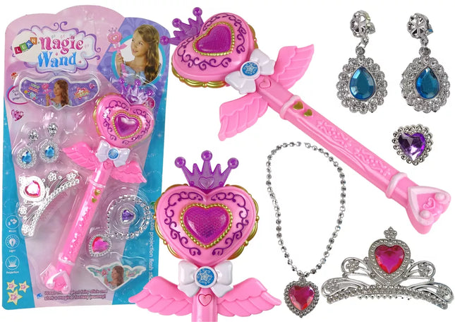 Magical Fairy Tale Princesses rinkinys Interaktyvi lazdelė šviesos garsas Žvaigždžių projektoriaus funkcija