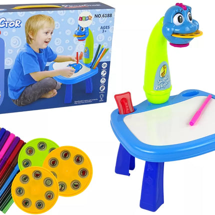 Projektorius, skirtas mokytis piešti. Dinozaurų projektoriaus stalas