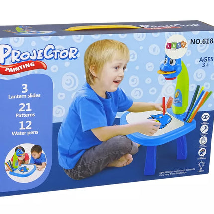 Projektorius, skirtas mokytis piešti. Dinozaurų projektoriaus stalas