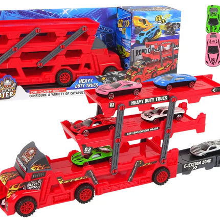 Didelis 3 aukštų sunkvežimio priekaba, didelio galingumo sunkvežimis su ištraukiama automobilių paleidimo rampa