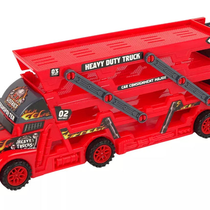 Didelis 3 aukštų sunkvežimio priekaba, didelio galingumo sunkvežimis su ištraukiama automobilių paleidimo rampa