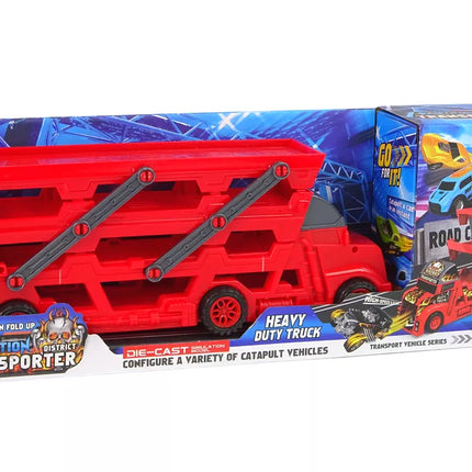 Didelis 3 aukštų sunkvežimio priekaba, didelio galingumo sunkvežimis su ištraukiama automobilių paleidimo rampa