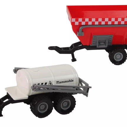 Ūkininko traktoriaus rinkinys + 2 žemės ūkio mašinos, ūkio sunkvežimio rinkinys