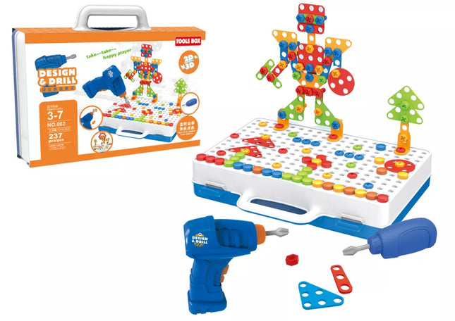 Kūrybinė mozaikos dėlionė 2D/3D atsuktuvas + nešiojamas dėklas, 248 vnt.