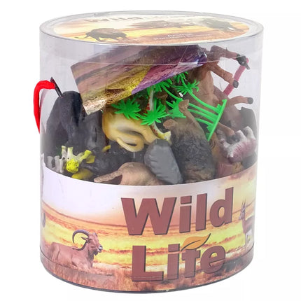 Didelis laukinių gyvūnų safario figūrėlių rinkinys + priedai 34 elementai