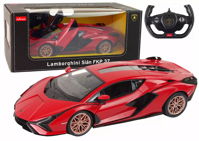Automobilis R/C Lamborghini Sian FKP 37 Rastar 1:14 raudonas su nuotolinio valdymo pulteliu