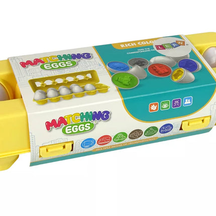 Kūrybingas dėlionės rūšiavimo rinkinys "Kiaušiniai" 12 dalių su transporto priemonių raštais