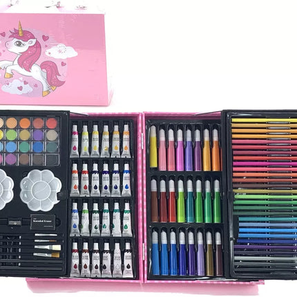 Vaikų meno rinkinys, 145 dalys, rožiniame dėkle su vienaragiu.