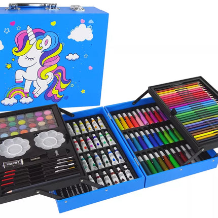 Vaikų meno rinkinys, 145 dalys, rožiniame dėkle su vienaragiu.