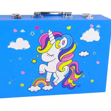 Vaikų meno rinkinys, 145 dalys, rožiniame dėkle su vienaragiu.