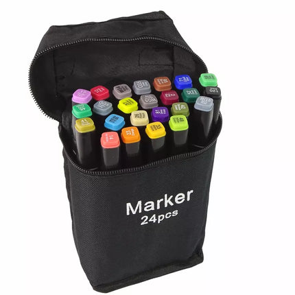 24 vnt. dvipusių alkoholio markerių rinkinys