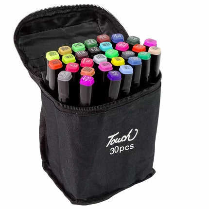 30 vnt. dvipusių alkoholinių markerinių Pro Touch su dėklu