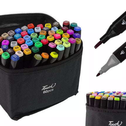 Rinkinys: 60 dvipusių alkoholio žymeklių Pro Touch + krepšys