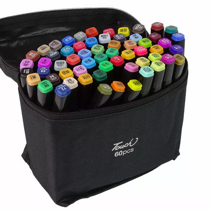 Rinkinys: 60 dvipusių alkoholio žymeklių Pro Touch + krepšys