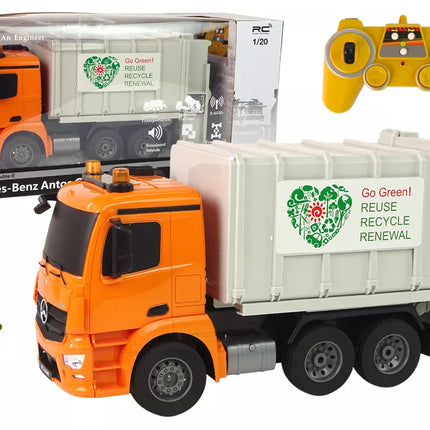 RC šiukšliavežis Mercedes-Benz Antos oranžinis