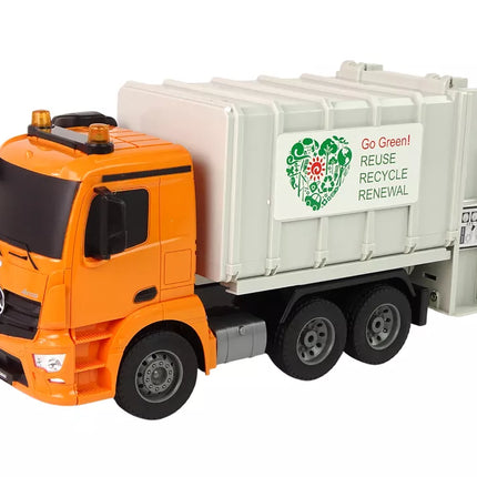 RC šiukšliavežis Mercedes-Benz Antos oranžinis