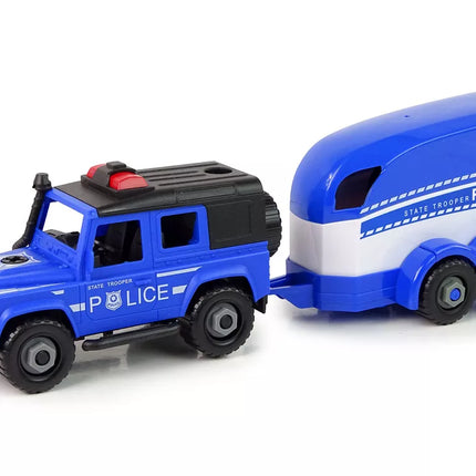 Policijos transporto priemonė bekeleių automobiliui atsukti "pasidaryk pats" arkliukas