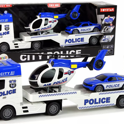 Policijos automobilio transporterio rinkinys Sraigtasparnio garsai Šviesos