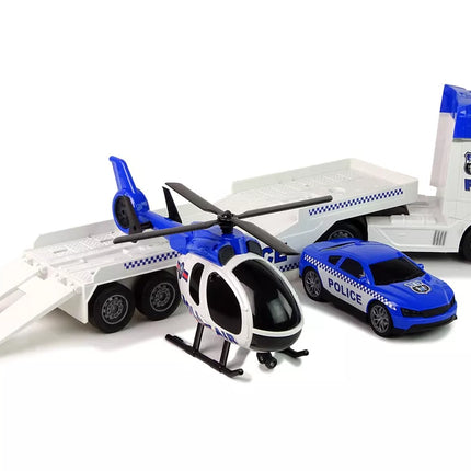 Policijos automobilio transporterio rinkinys Sraigtasparnio garsai Šviesos