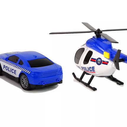 Policijos automobilio transporterio rinkinys Sraigtasparnio garsai Šviesos