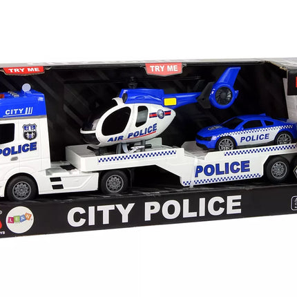 Policijos automobilio transporterio rinkinys Sraigtasparnio garsai Šviesos