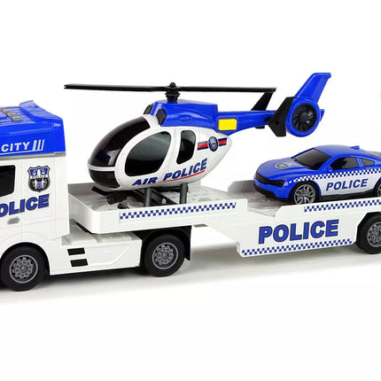 Policijos automobilio transporterio rinkinys Sraigtasparnio garsai Šviesos