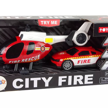 Sraigtasparnio automobilių priešgaisrinės brigados transporto priemonių rinkinys su garsu