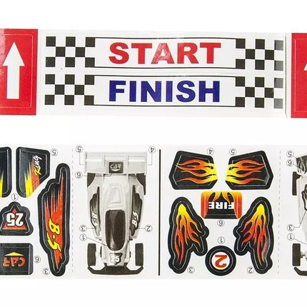 Radijo bangomis valdoma lenktynių trasa su 2 automobiliais