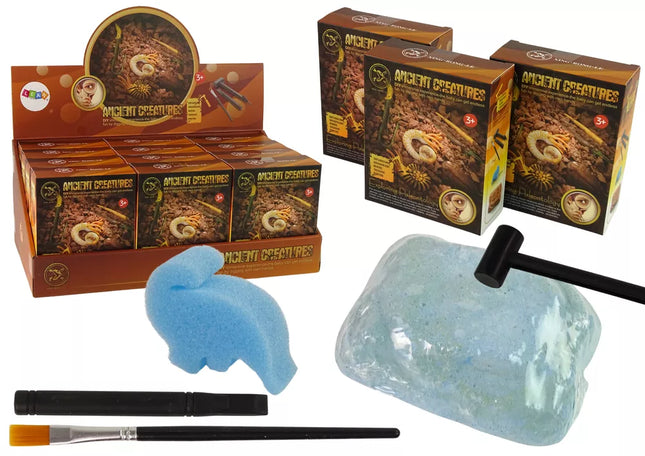 Senovės būtybių kasimo rinkinys su amonitu staigmena