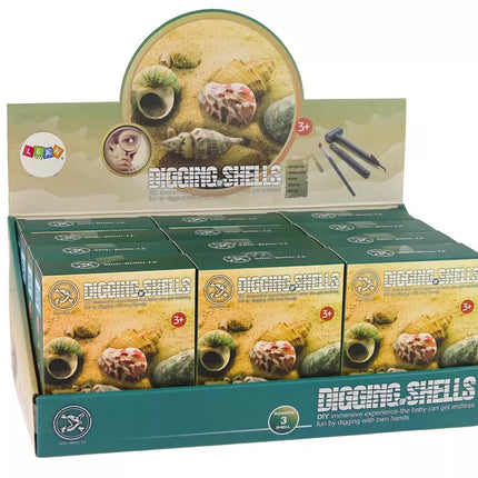 Kasinėjimų kriauklių rinkinys, trys modeliai, siurprizas