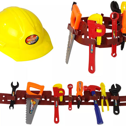 „Pasidaryk pats“ rinkinys: diržas su įrankiais, šalmas, raktas