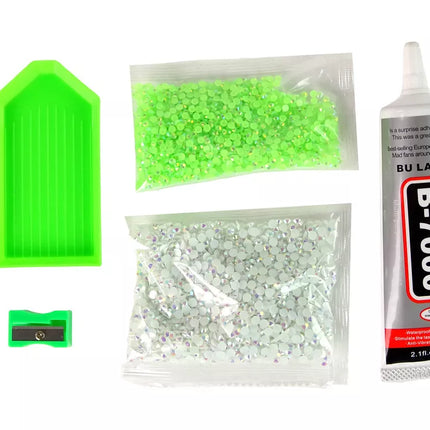 Kūrybinis vienaragio rinkinys "Pasidaryk pats" Deimantai Kristalai Žalias