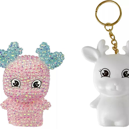 ""Pasidaryk pats" deimantų kūrybinis rinkinys "Rožinis elnias" Kristalai Blizgučiai 3D raktų pakabukas"