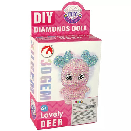 ""Pasidaryk pats" deimantų kūrybinis rinkinys "Rožinis elnias" Kristalai Blizgučiai 3D raktų pakabukas"