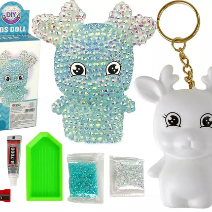 Pasidaryk pats deimantinis elnias "Pasidaryk pats" kristalai 3D raktų pakabuko rinkinys, mėlynas